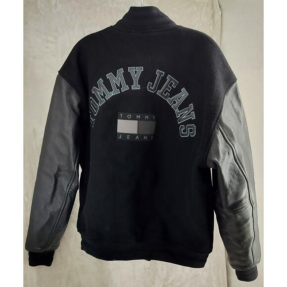 Tommy Hilfiger Black Varsity Jacket with Leather - Picture 10 of 11